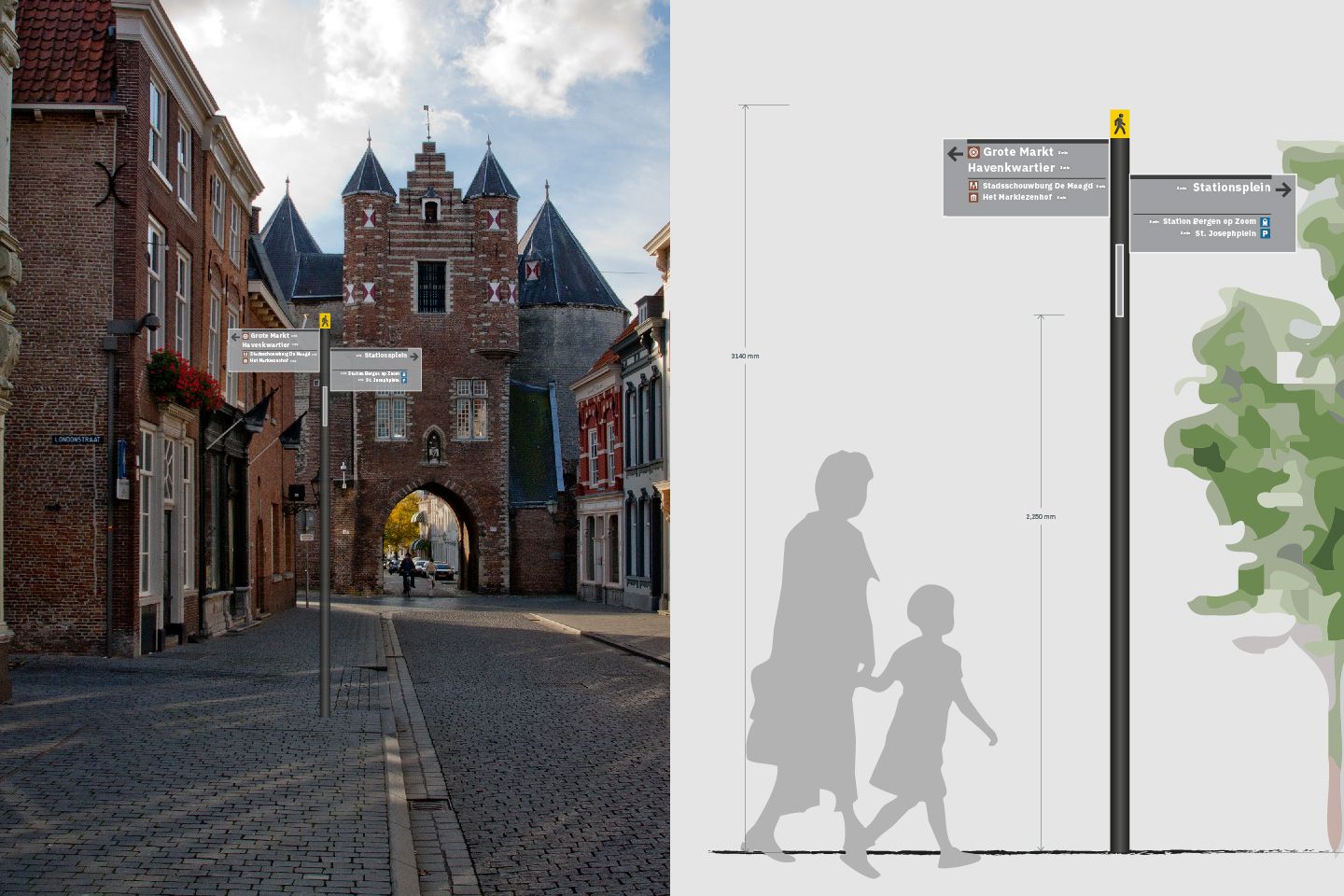 City Wayfinding for Bergen op Zoom example of fingerpost directional sign